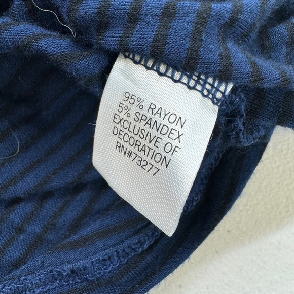 Women's APT. 9 Top XS Blue Black Striped - Picture 4 of 6
